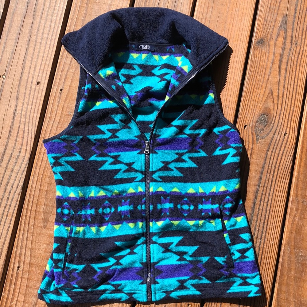 Chaps Aztec Fleece Vest-XS